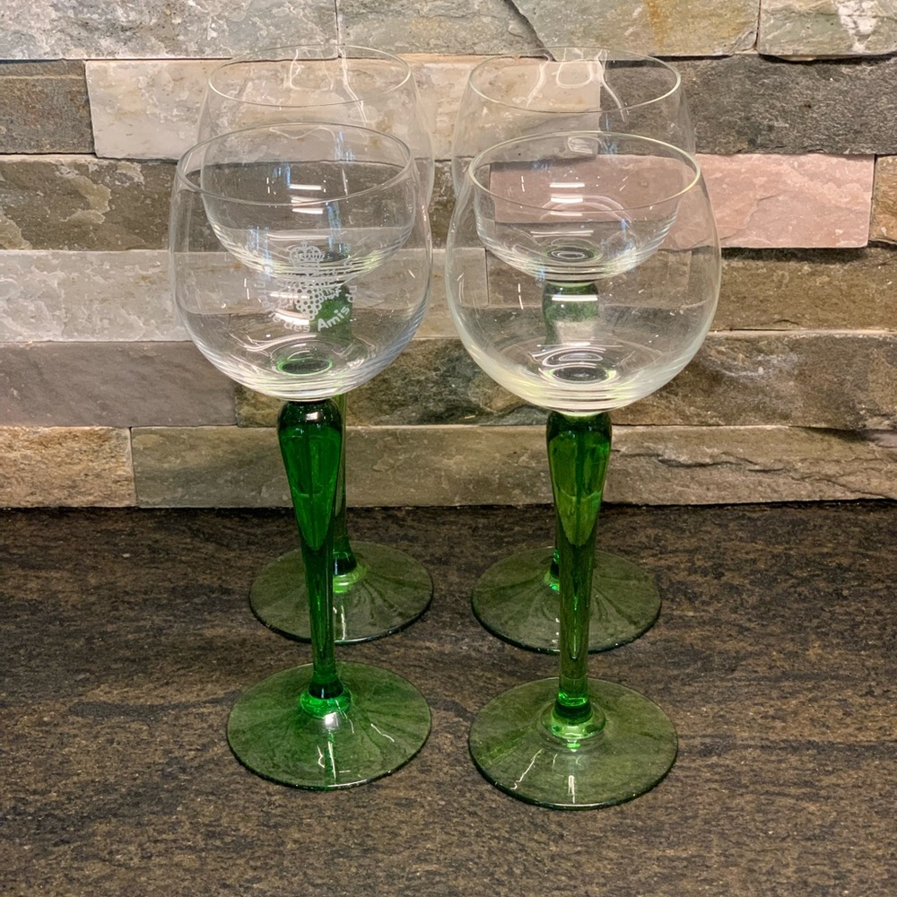 LUMINARC | Set of 4 | Green Stem Hock Style Glasses